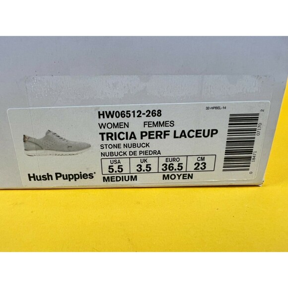 Hush Puppies Tricia Perf Lace Up Sneakers Womens 5.5 M Gray Nubuck Leather NWB - Picture 12 of 12